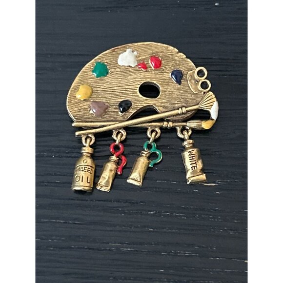 Lot of 13 Vintage/Non-Vintage Assorted Brooches/Pins Needlepoint Brutalist Wood - Picture 3 of 14